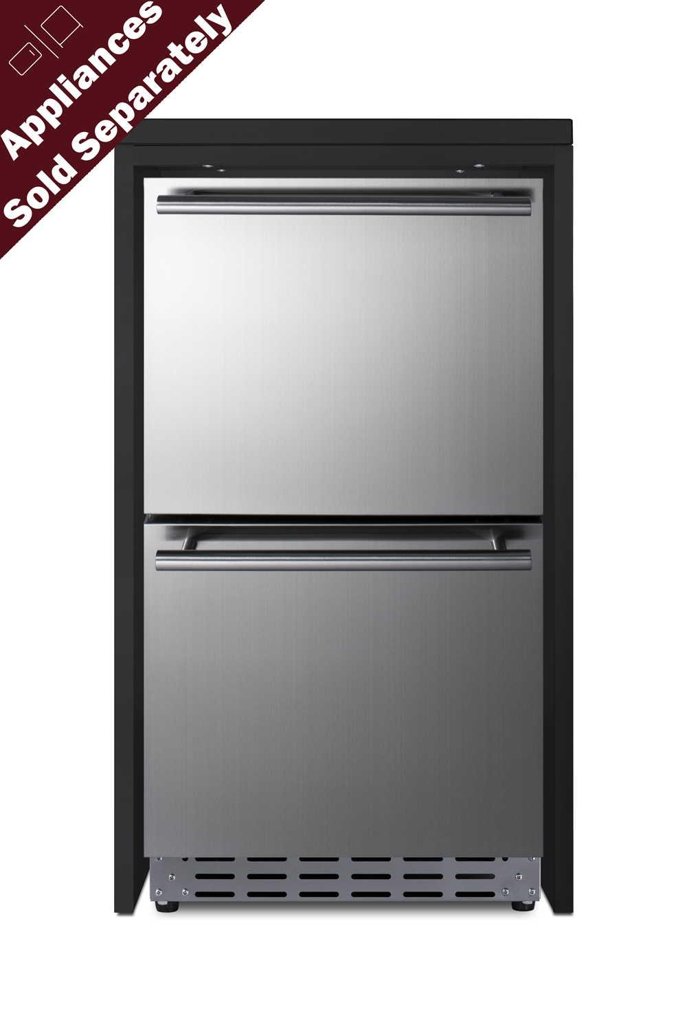 Fully assembled casework cabinet in ADA compliant height and black finish designed to accept an appliance sized under 32.25